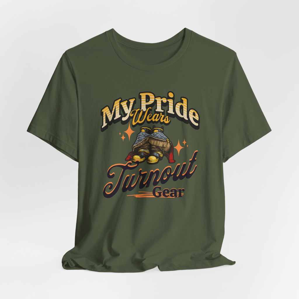 "My Pride Wears Turnout Gear" Firefighter Mom T-Shirt